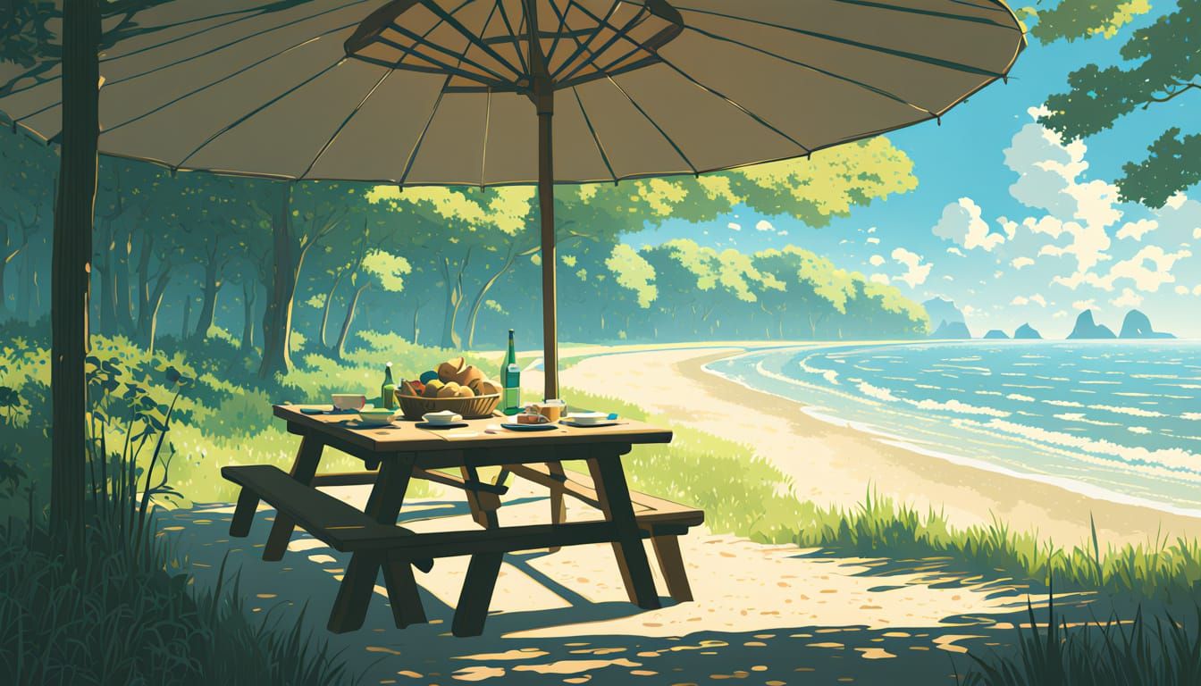 Beachside Picnic in Soft Brushstrokes