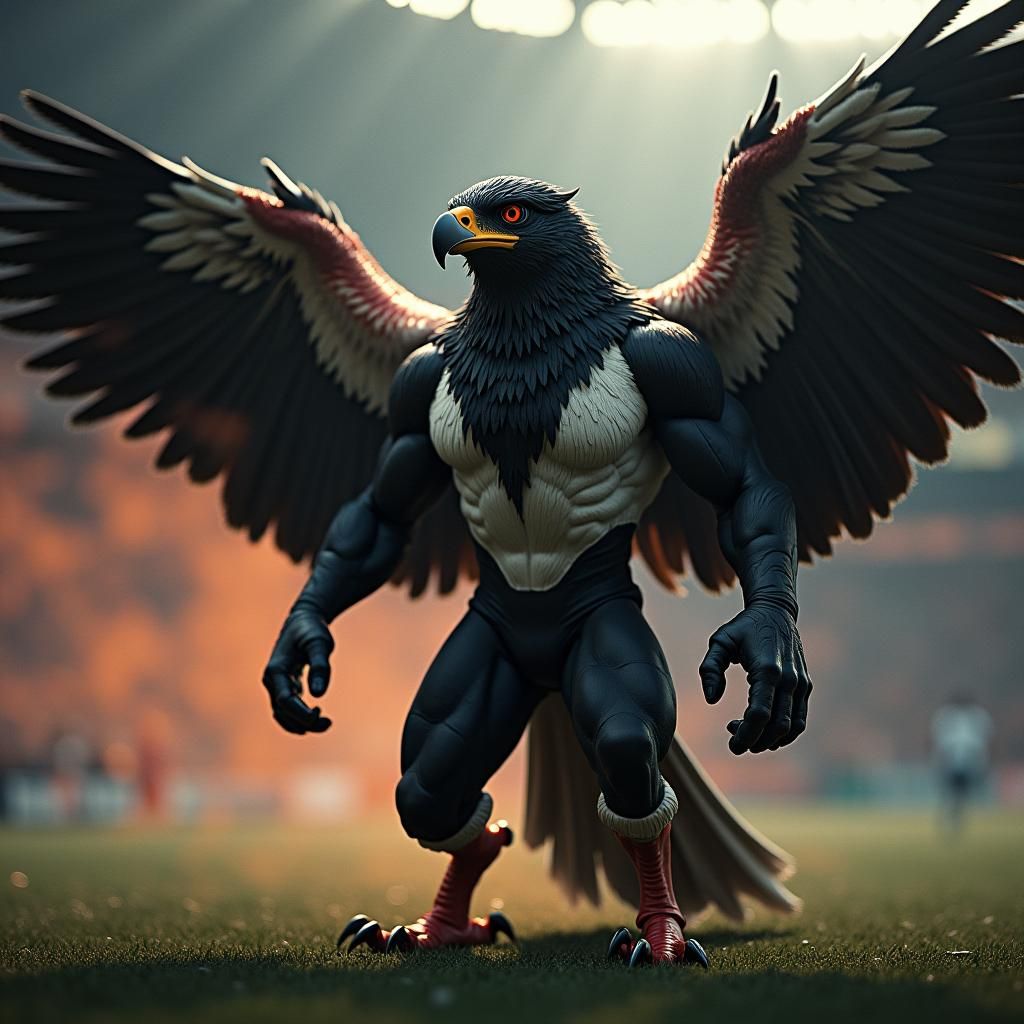 Fierce Hawk Hybrid: Corinthians Mascot in Heroic Pose