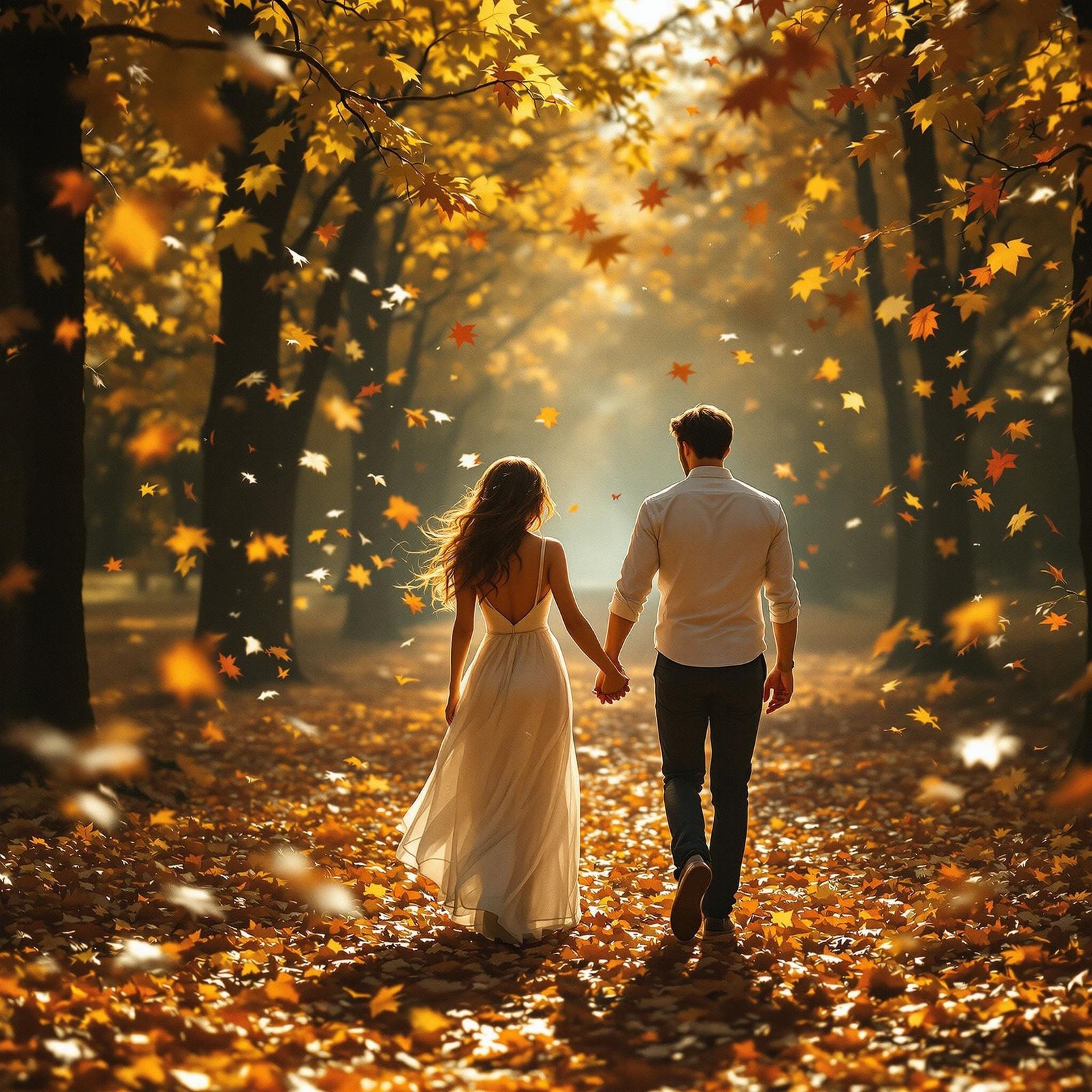 Romantic Couple in Autumnal Landscape on 35mm Film