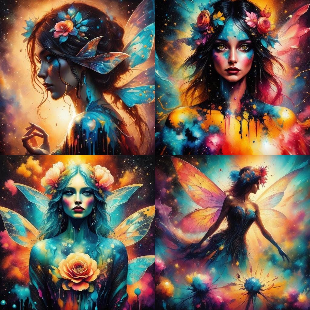 Ethereal Floral Arrangement in Splash Art Style