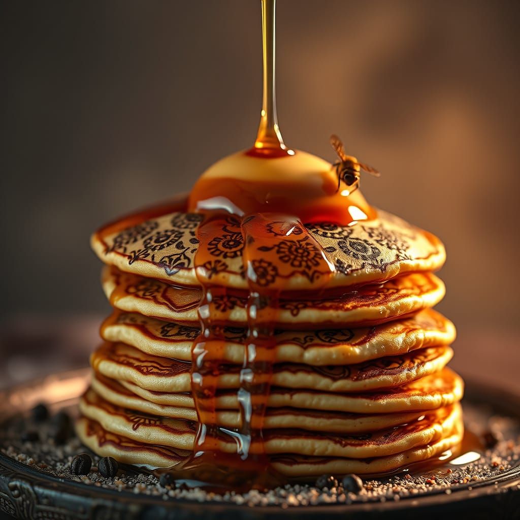 Henna Tattoo Pancakes: Rich, Saturated, Detailed Image