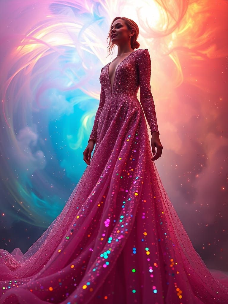 lady in sequined gown