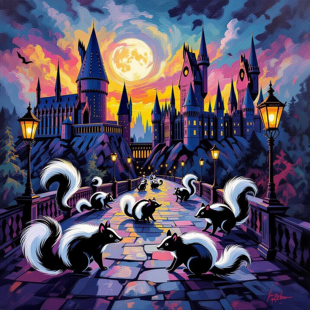 Whimsical Skunk Invasion on Harry Potter Set