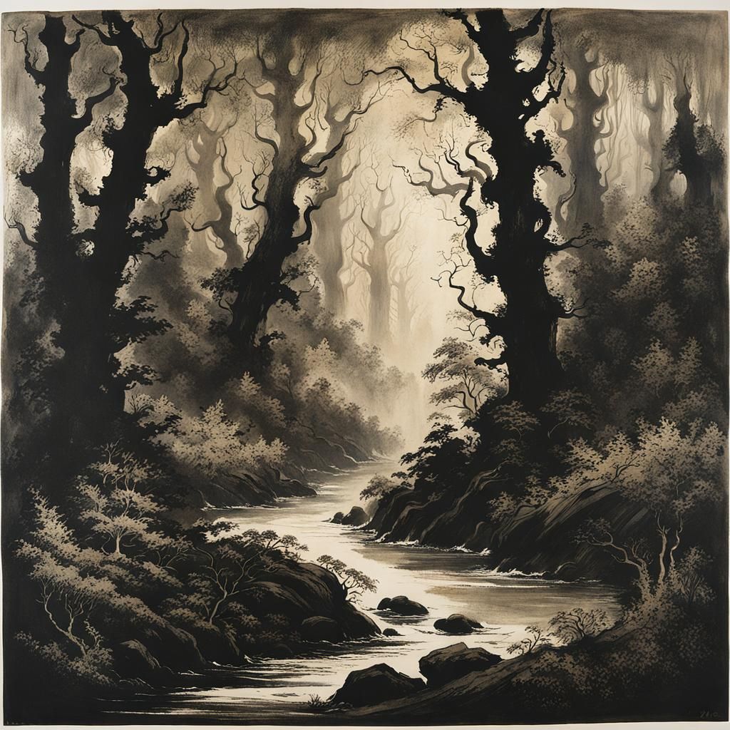 Eldritch Forest as Abstract Aquatint