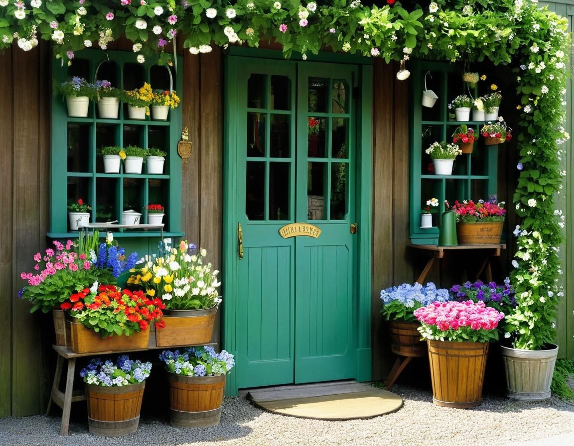 Charming Flower Shop Entrance in Whimsical Style