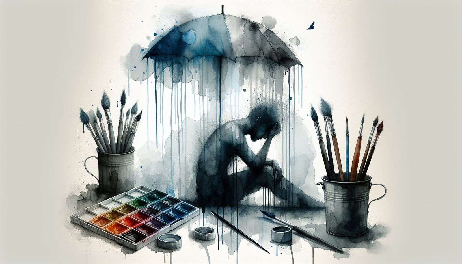 Artistic Watercolor Image of Depression
