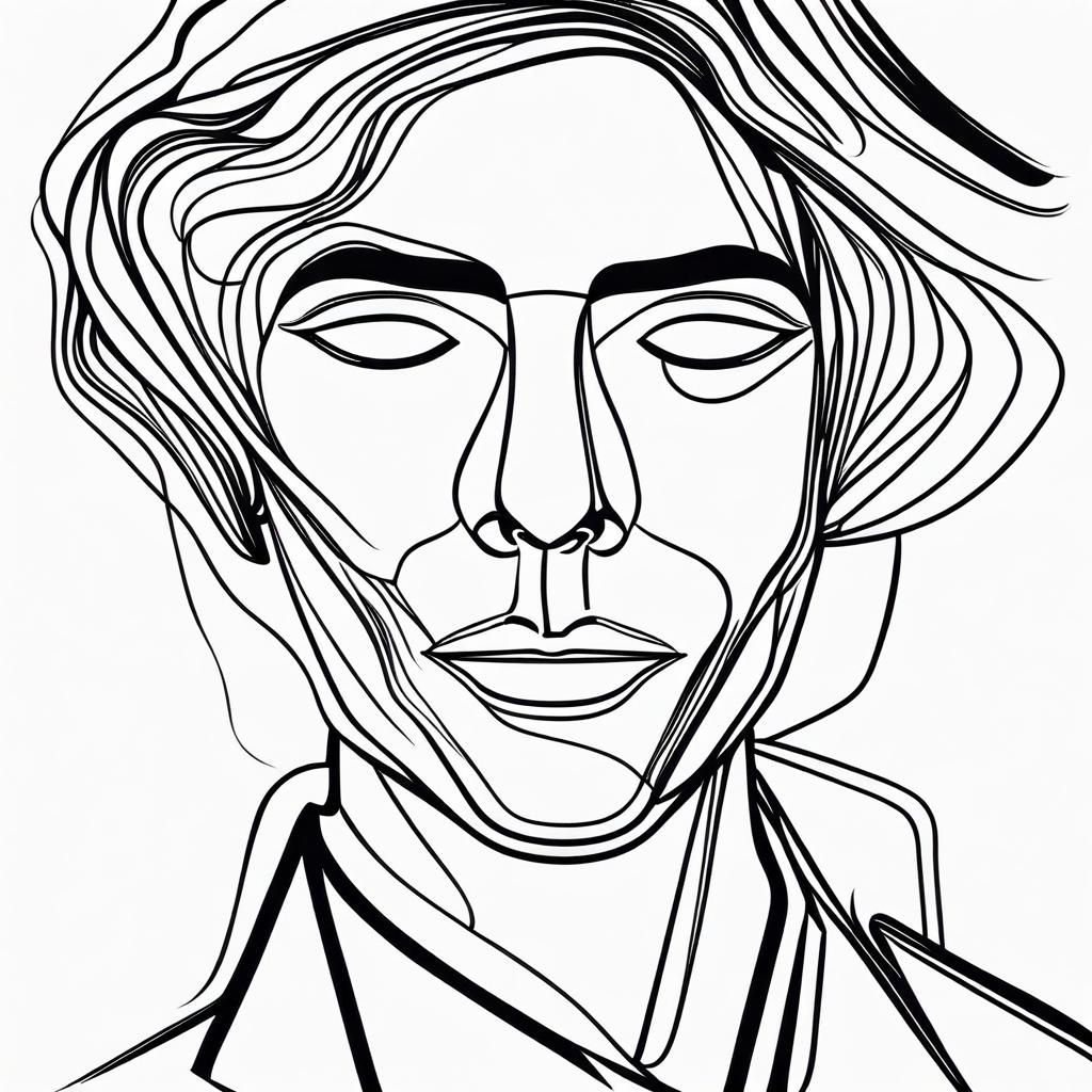 Minimalist Line Art Face on White