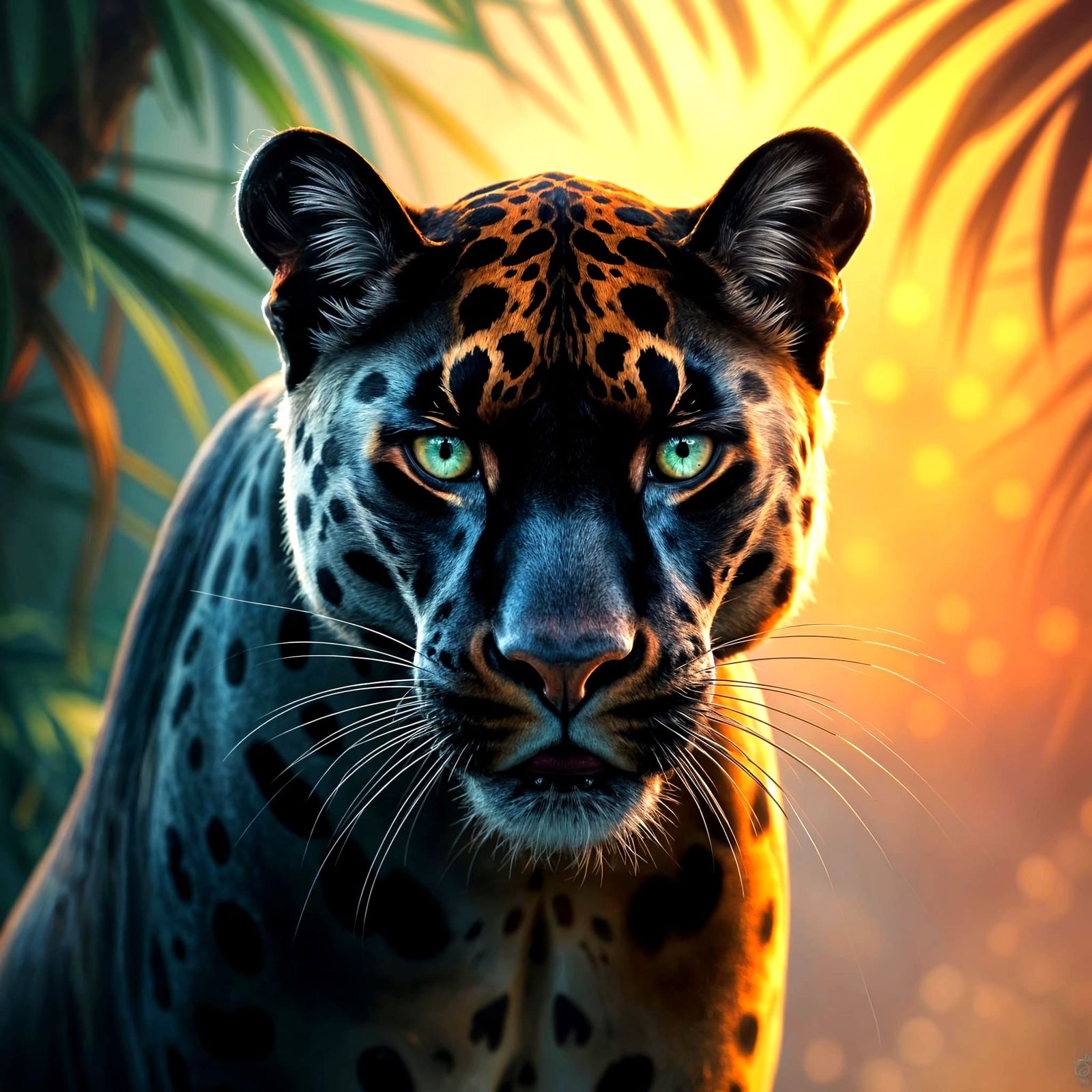 Panther in Vibrant, Hyperrealistic Style