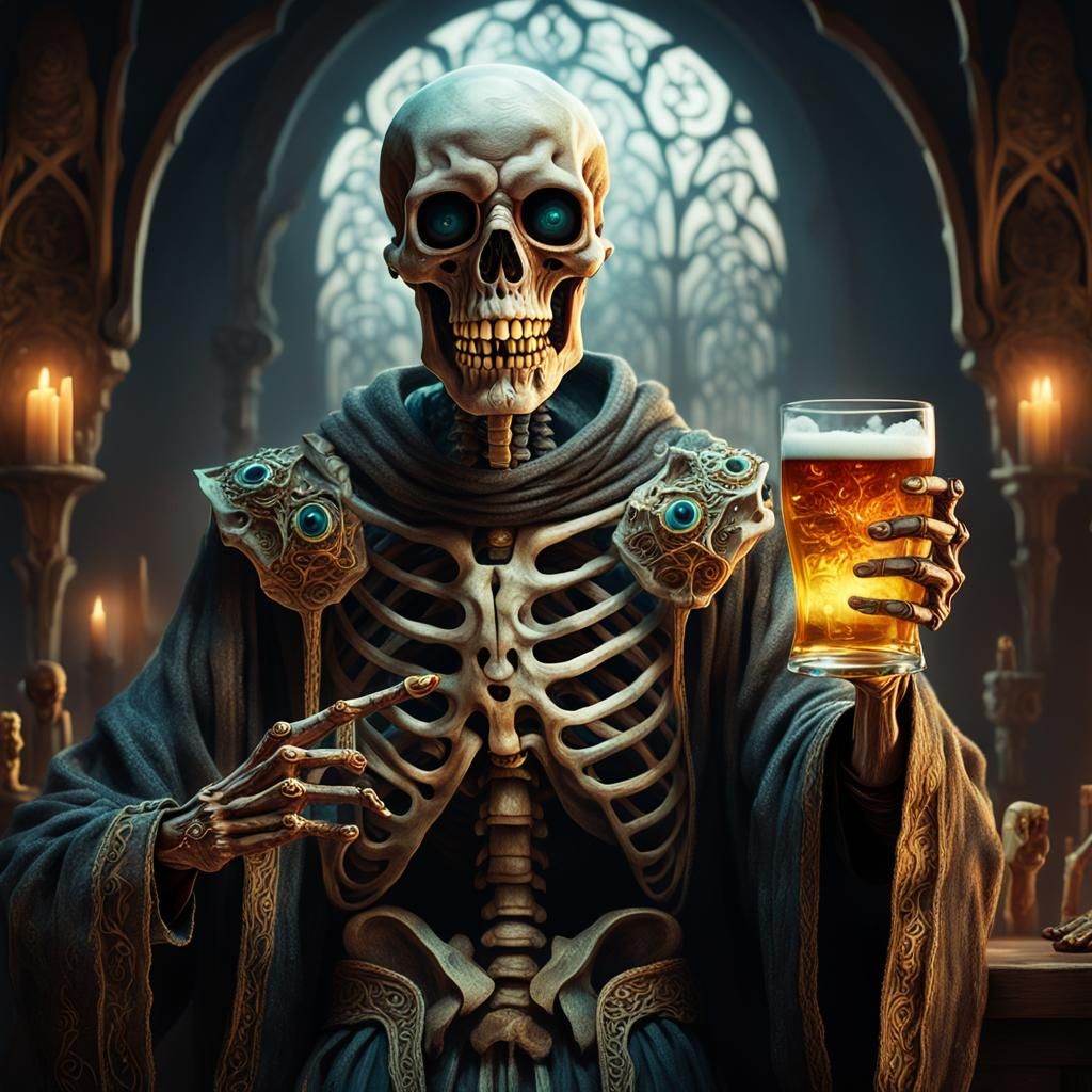 Ominous Skeletal Figure Points a Finger in Dark Fantasy Art