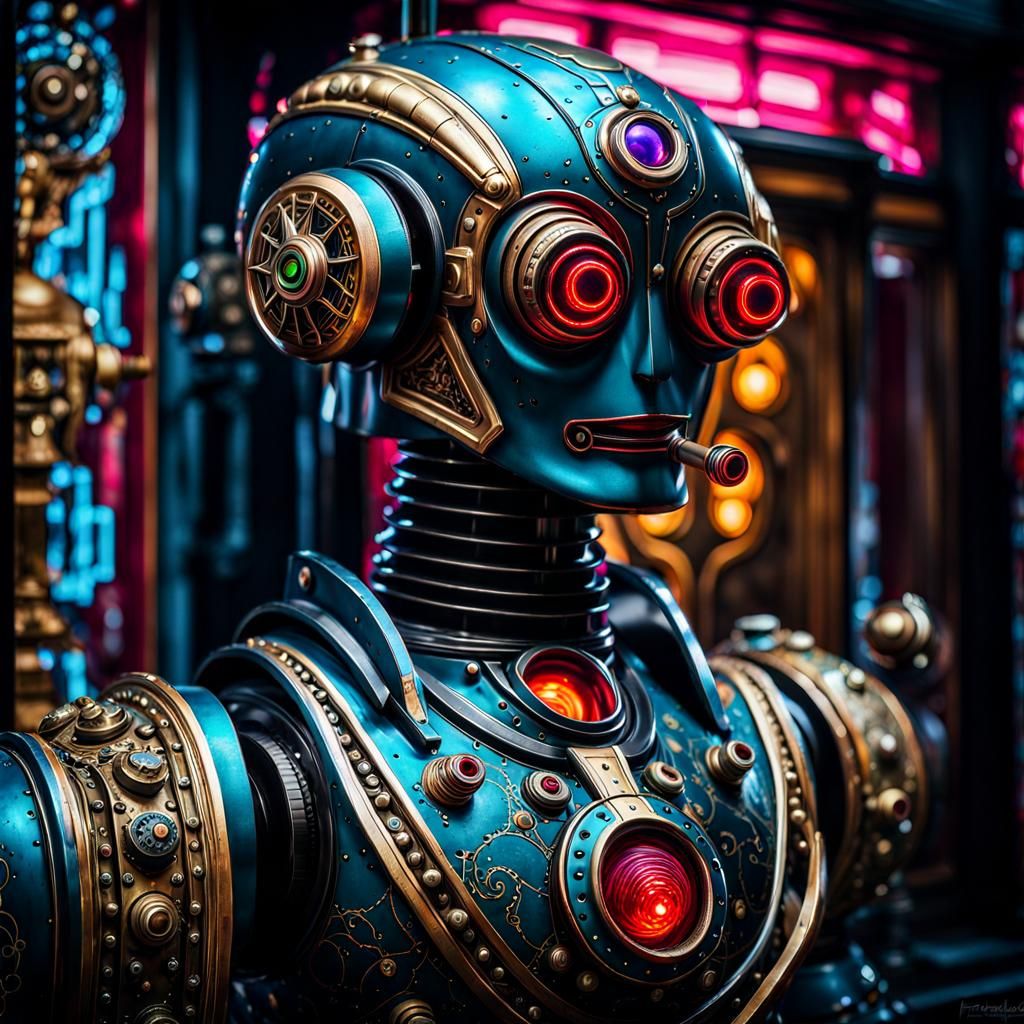 Ancient Robot Butler in Photorealistic CGI Style