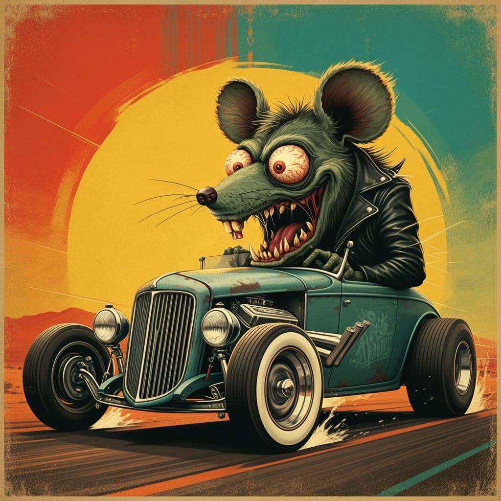 Ratfink Monster in Ratrod, Ed Roth Style