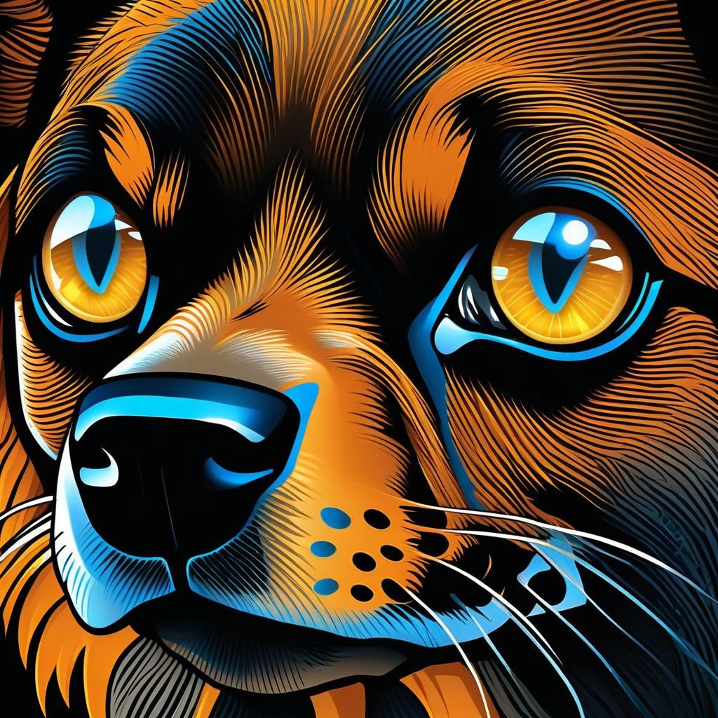 Biomechanical Catahoula Portrait in Dark Fantasy Style