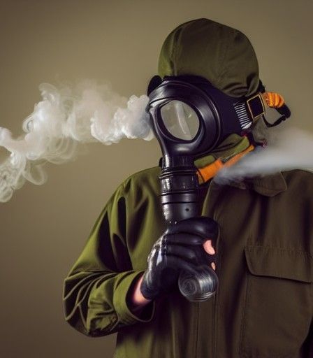 Smoke Operator with Gas Mask