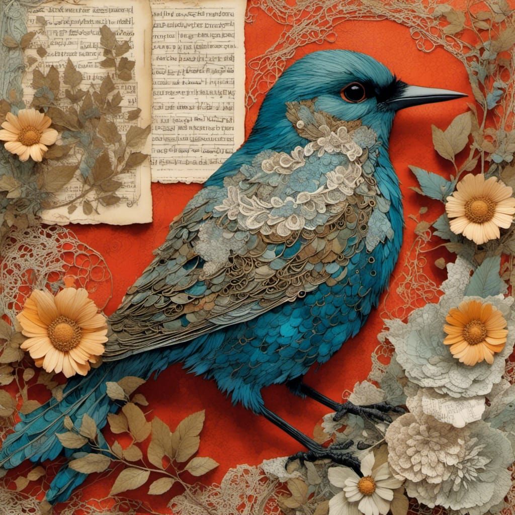 Exquisite Avian Collage in Whimsical Paper Art