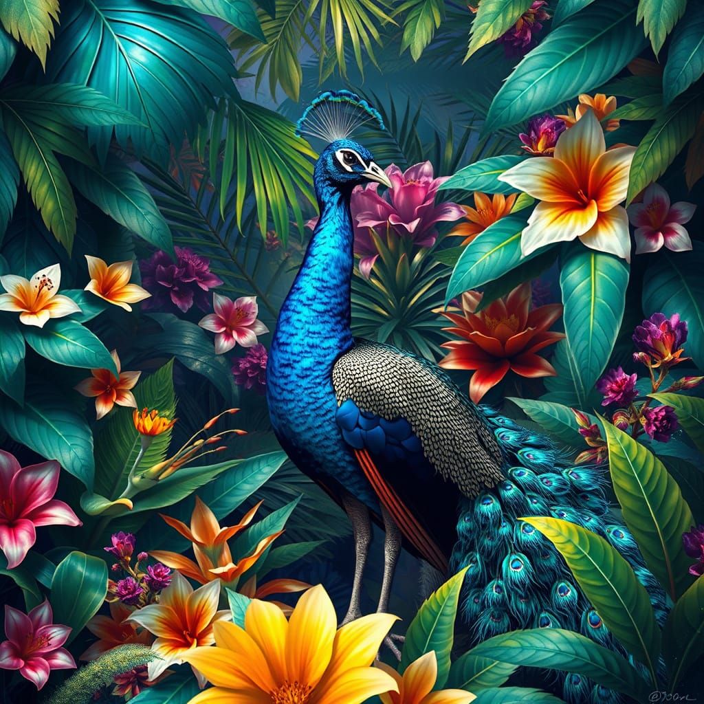 Peacock in Holographic Astral Cosmic Style