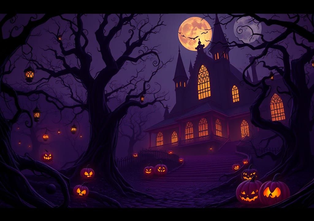 Haunting Halloween Scene in Dark Fantasy Style
