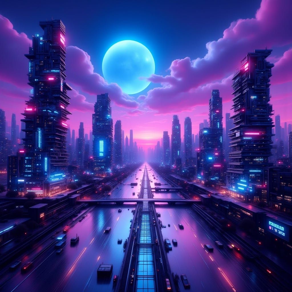 Electric Dreams Metropolis in Vibrant Neon