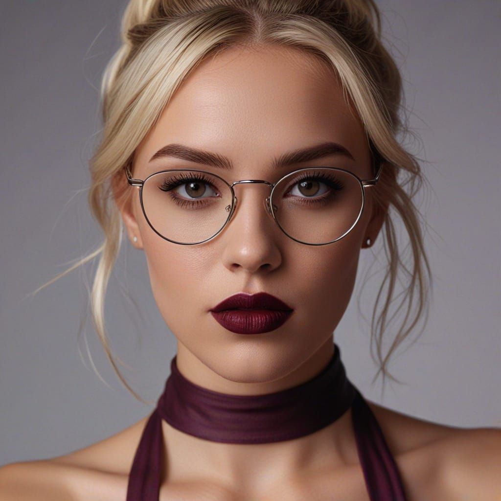Attractive Woman with Glasses: Hyper-Realistic Portrait