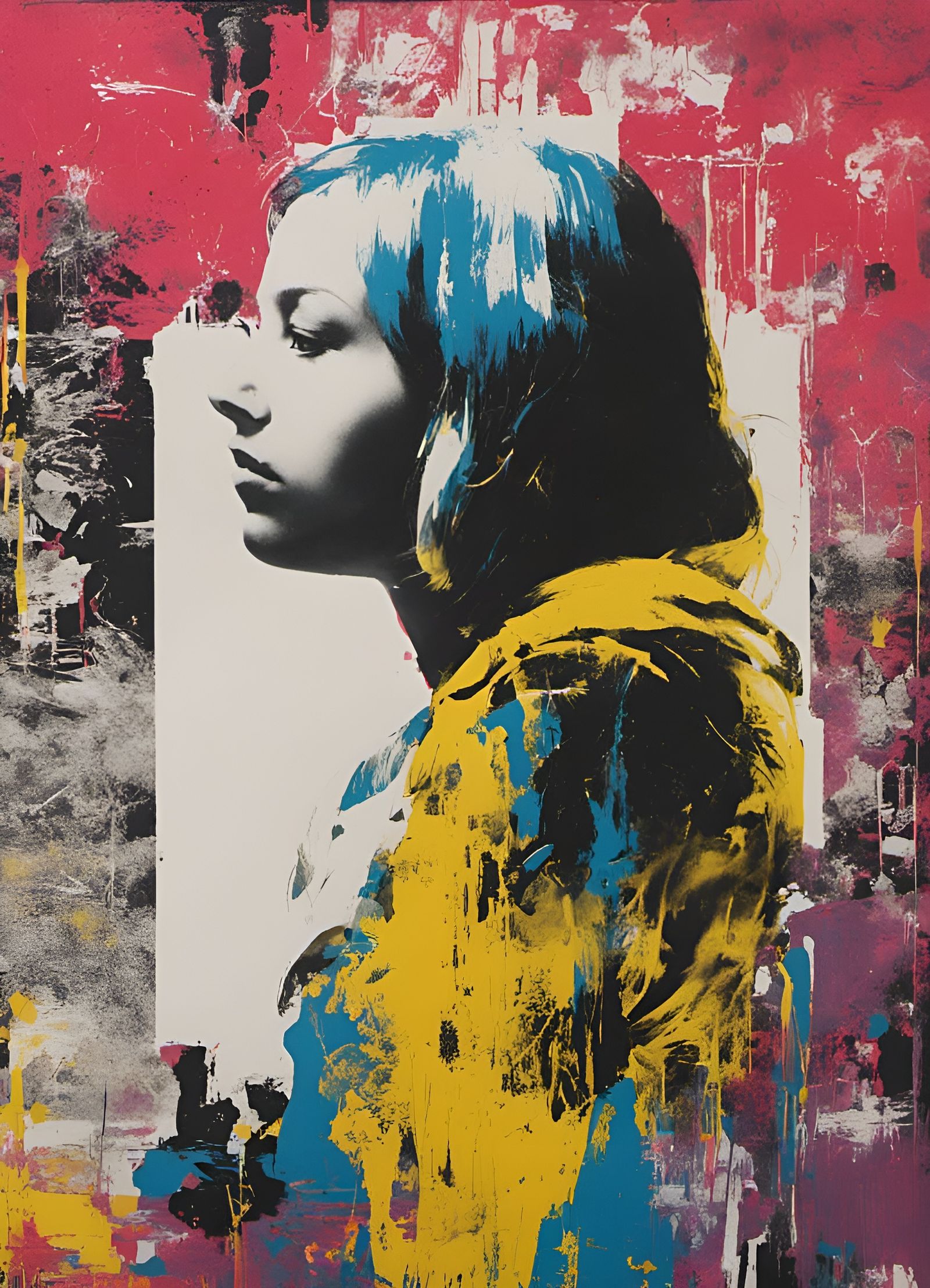 Young Woman in Silk Screen Net Art