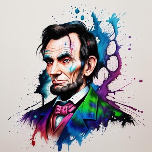 Psychedelic Portrait of Abraham Lincoln in Colored Pencils