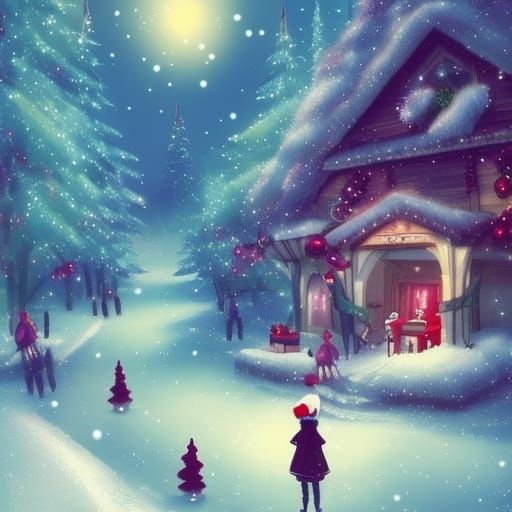 Anime Christmas Winter Wonderland Scene