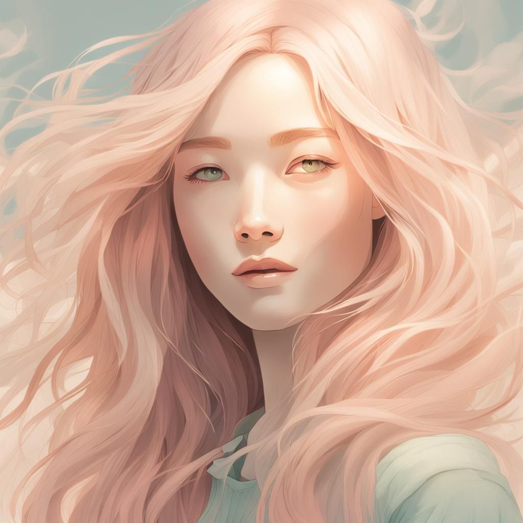 Ethereal Portrait with Volumetric Lighting in Pastel Colors