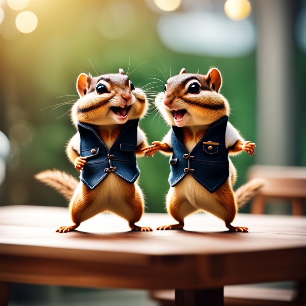 Dancing Chipmunks Cartoon in Professional Photography Style