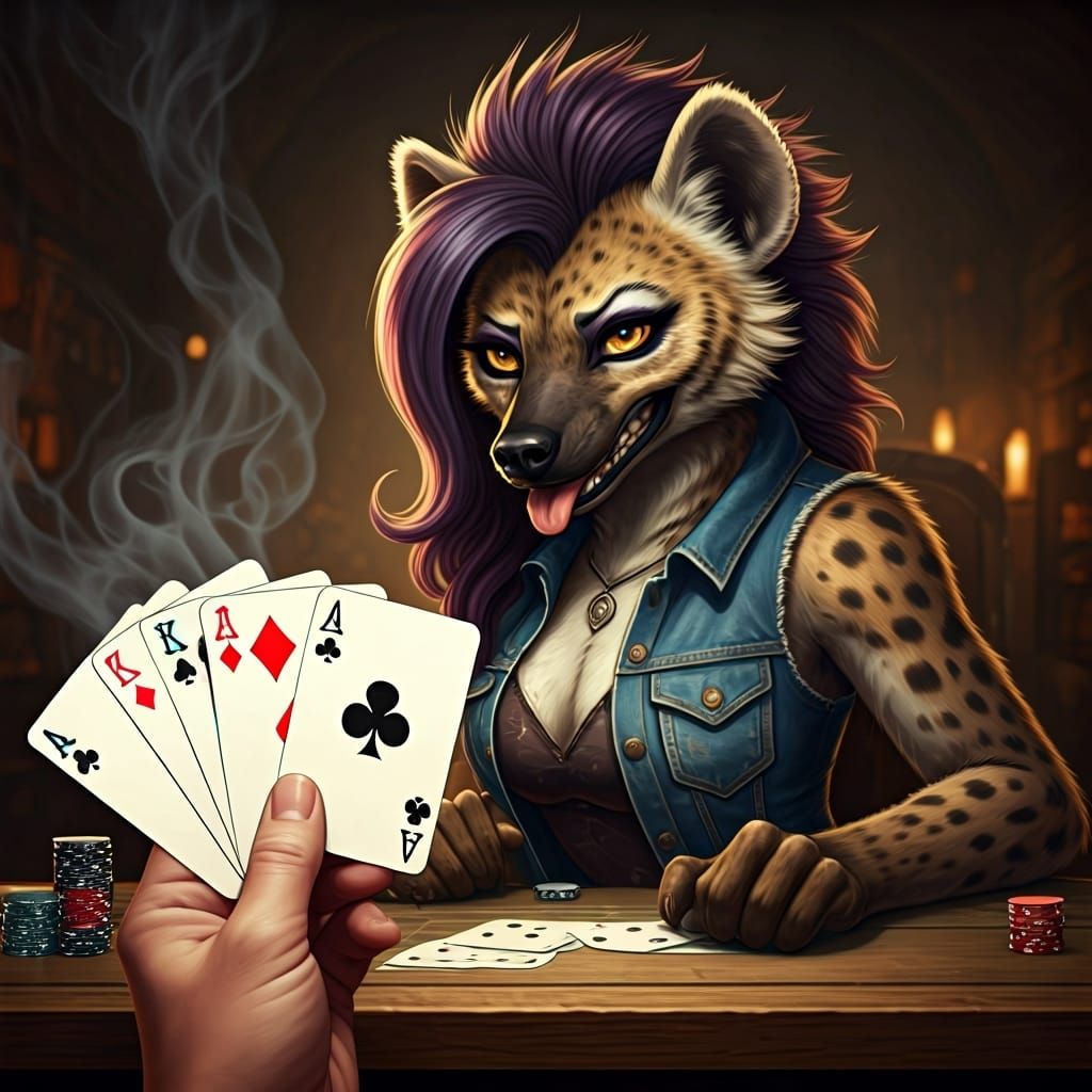 Poker Game with Anthropomorphic Hyena, Schoeller Style