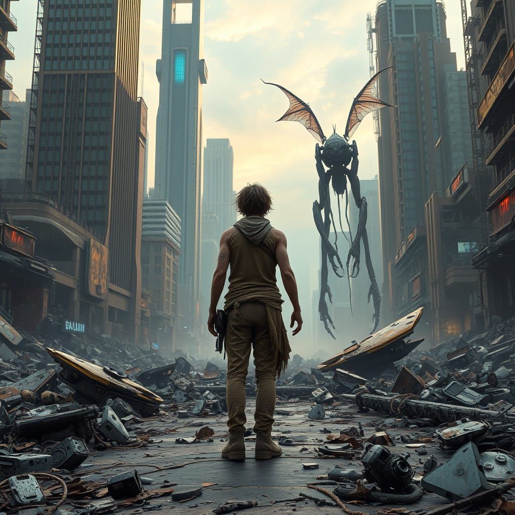 Humanity's Last Stand in a Futuristic Ruin