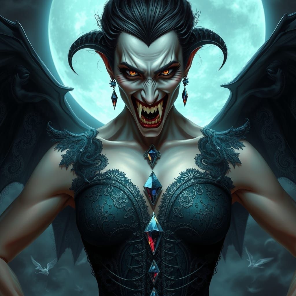 Ethereal Vampire Goddess in Dark Fantasy Aesthetic