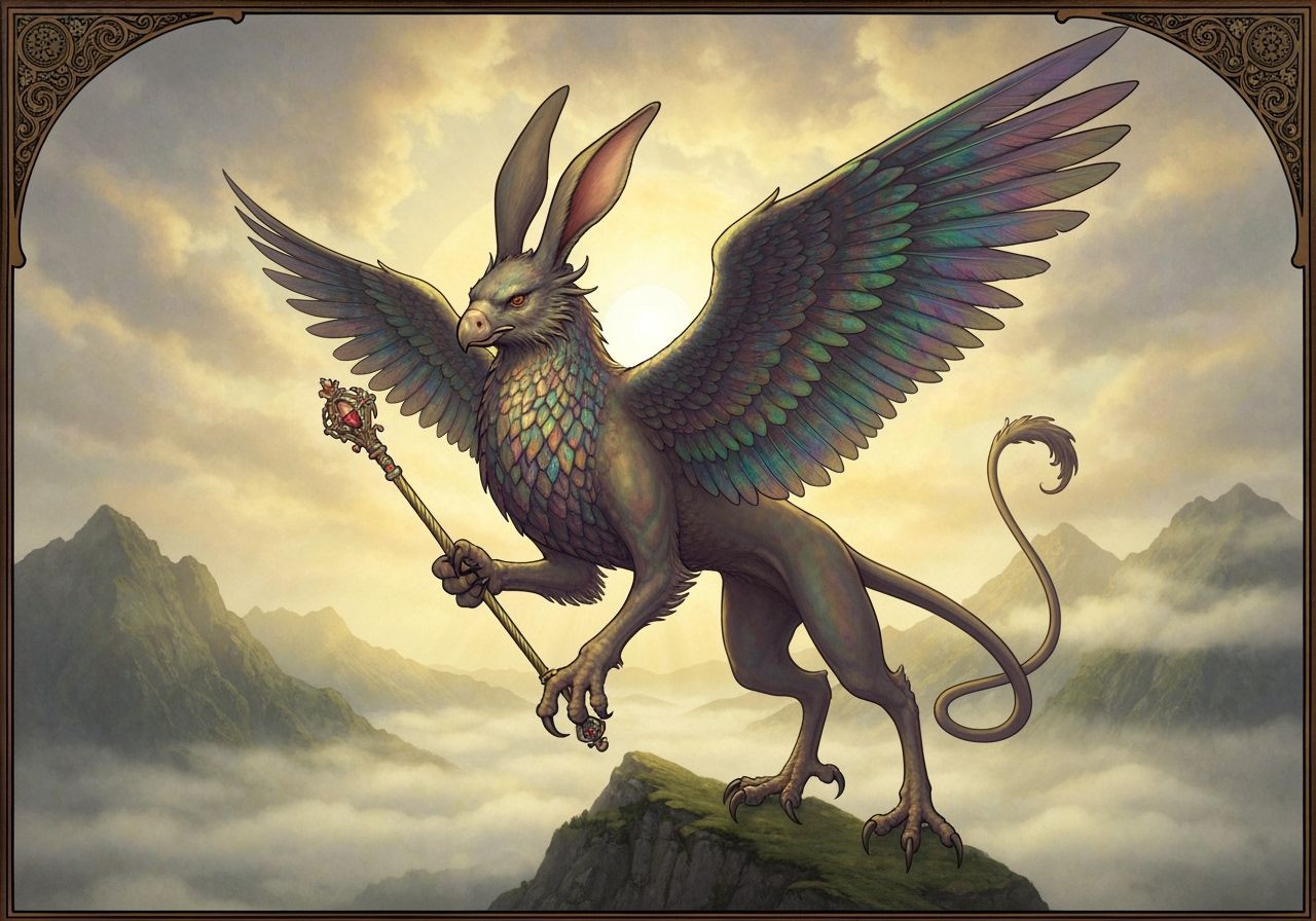 Griffin with Rabbit Ears in Art Nouveau Style