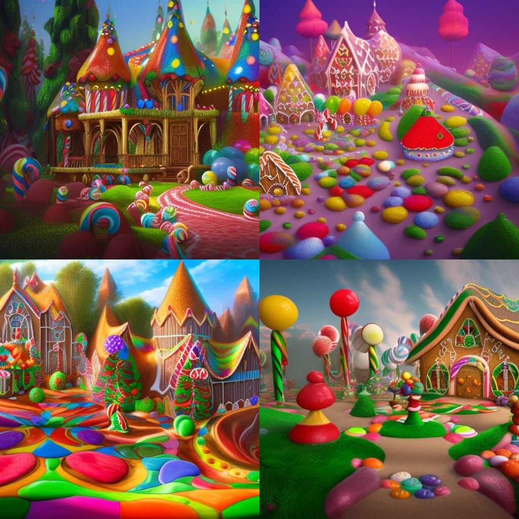 Whimsical Candy Land with Gingerbread House
