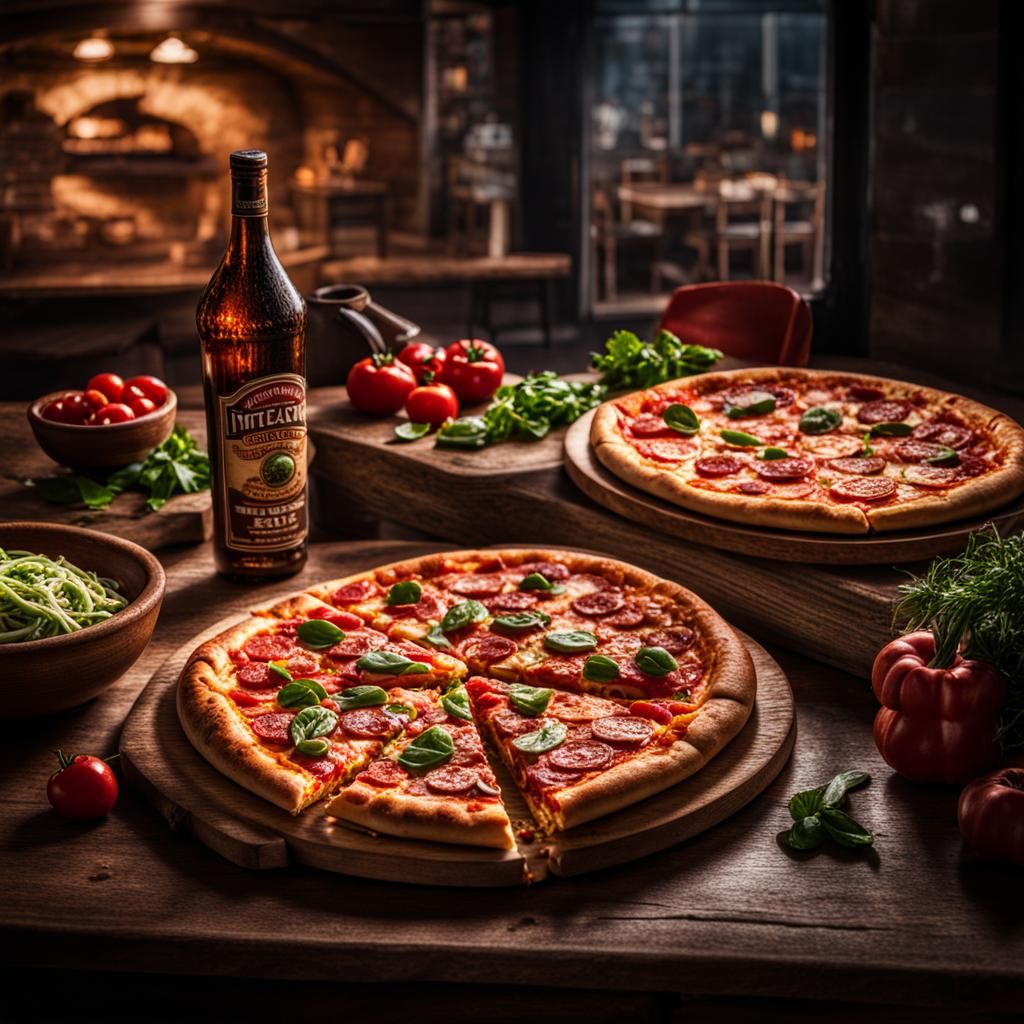 Hyperrealistic Pizza Without Cheese, Detailed Image