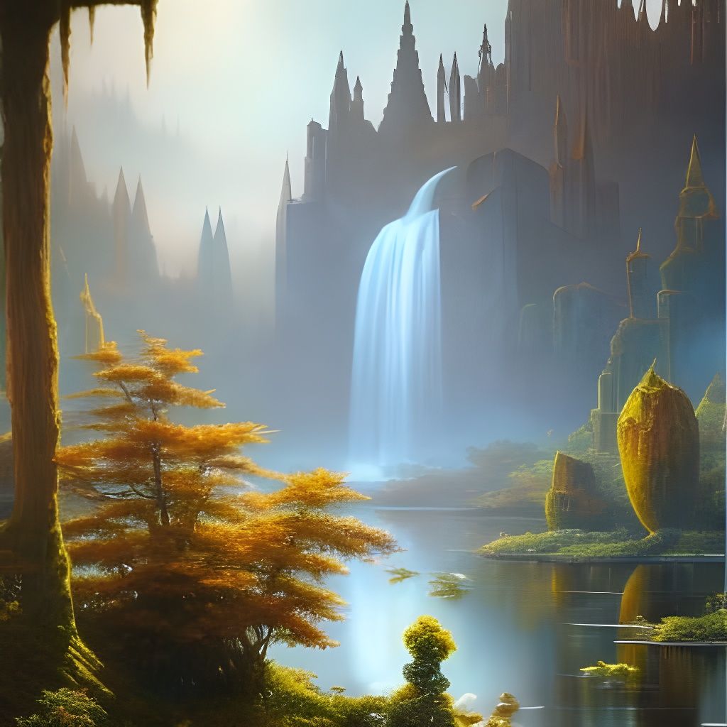 Elven Temple in Jungle, Fantasy Art