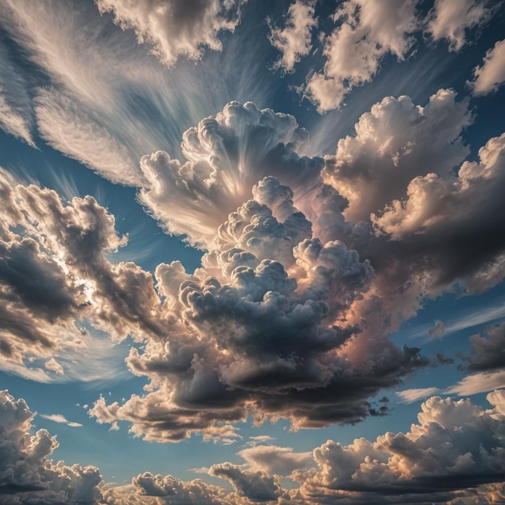 Iridescent Cloud Floating in a Clear Sky