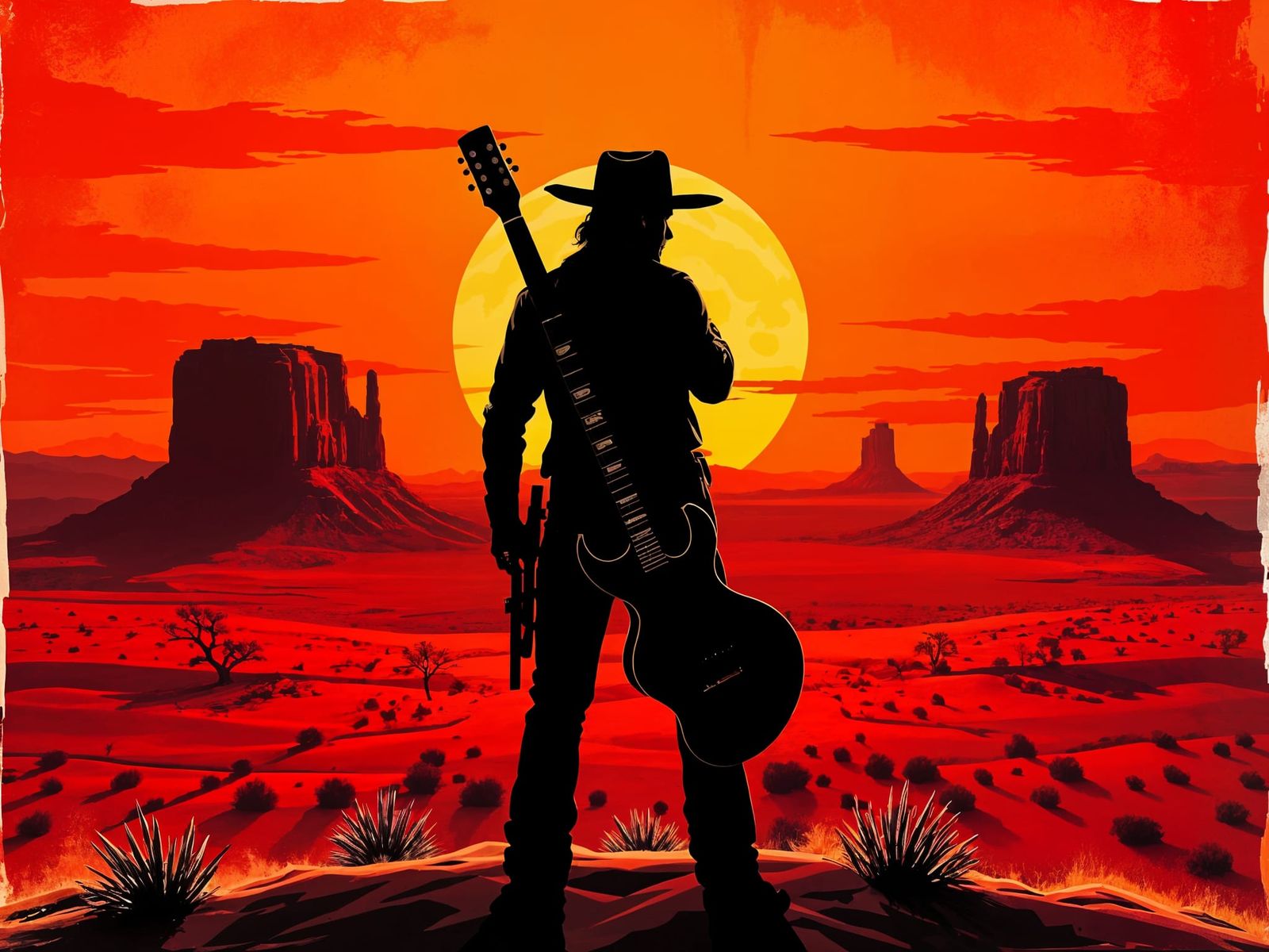 Dramatic Cowboy Silhouette: Western Meets Rock Concert