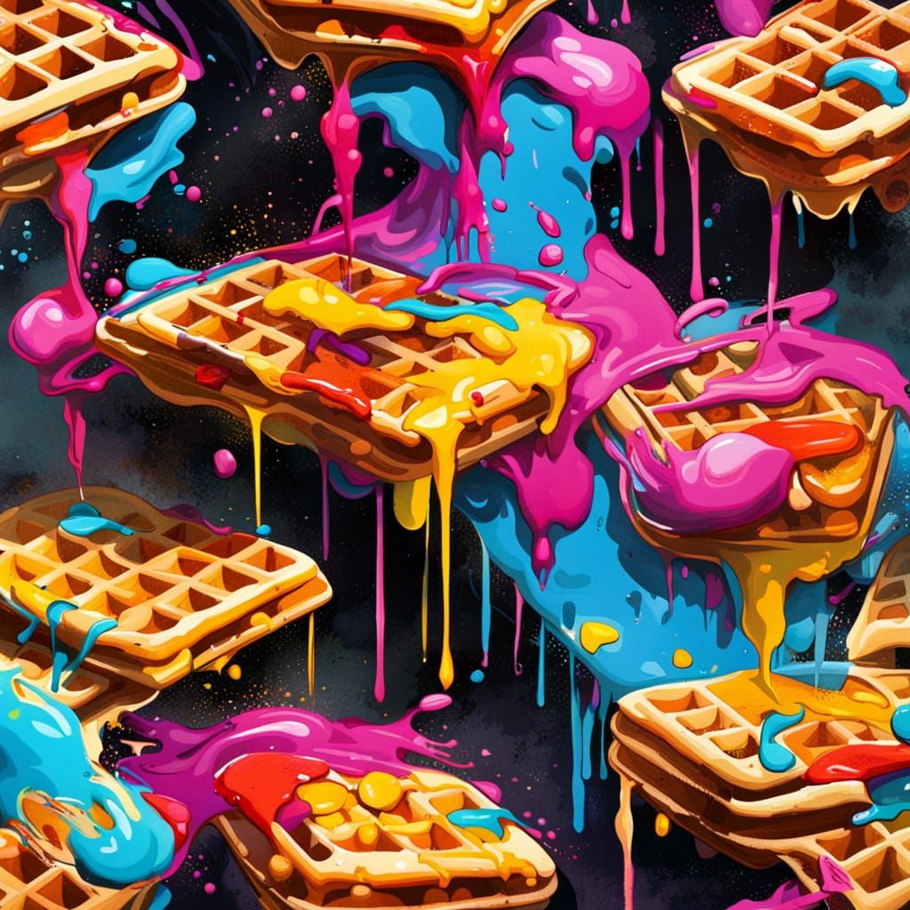 Waffles in Colorful Graffiti Street Art