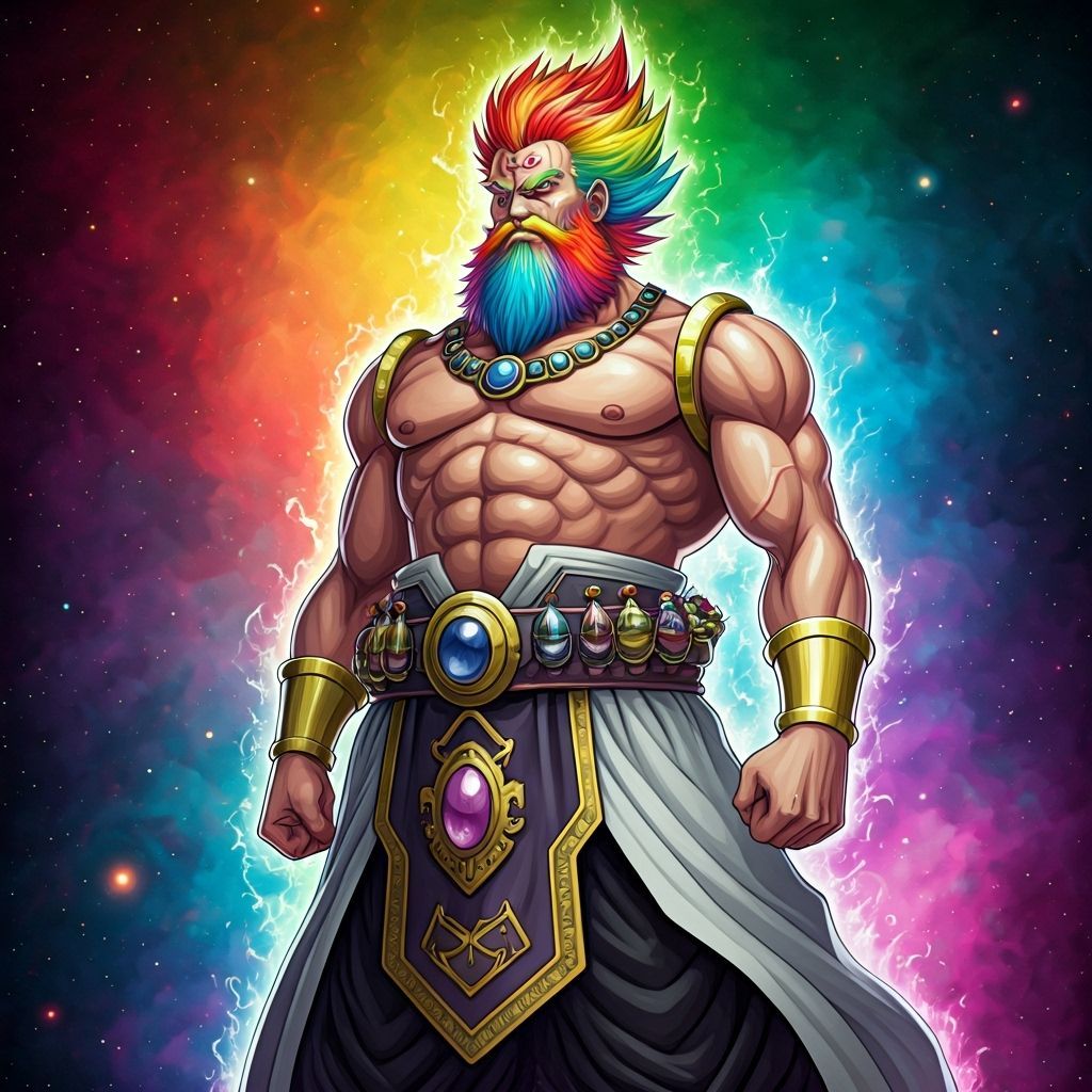 Mage in Rainbow Cosmos with Giant Beard