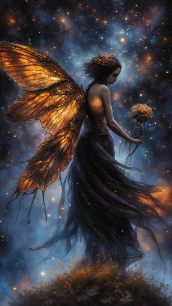 Grunge Fairy Goddess in Nebula Style