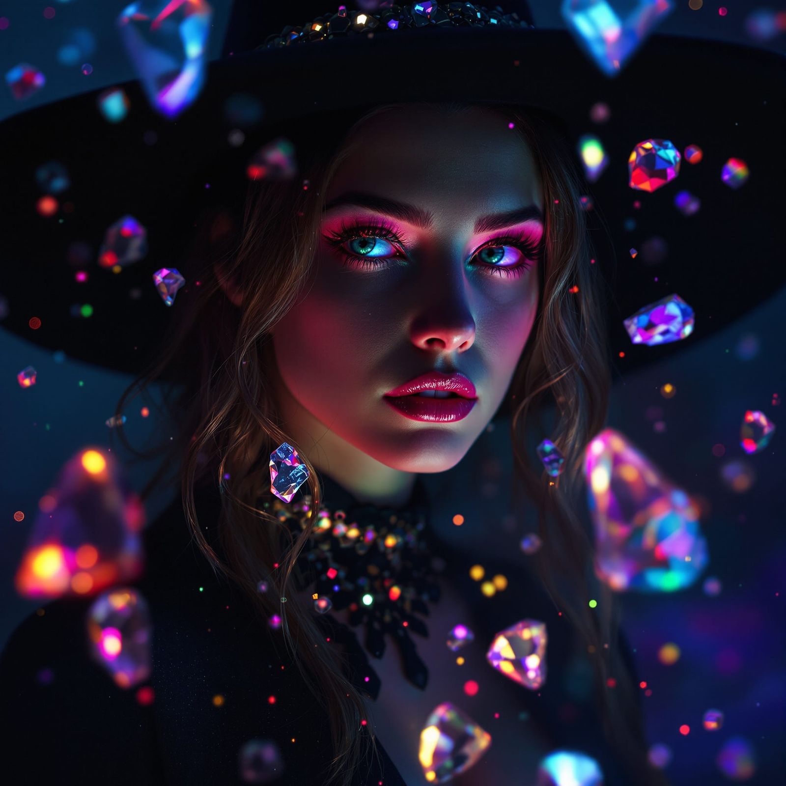 Beautiful Witch Portrait with Crystalline Shards