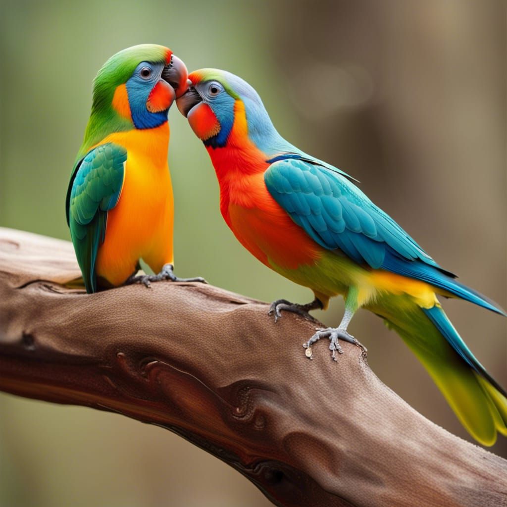 Kissing Lovebirds: A Tender Moment