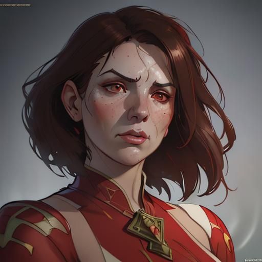 Brunette Mob Boss Portrait in Hyperdetailed Art Nouveau Styl...