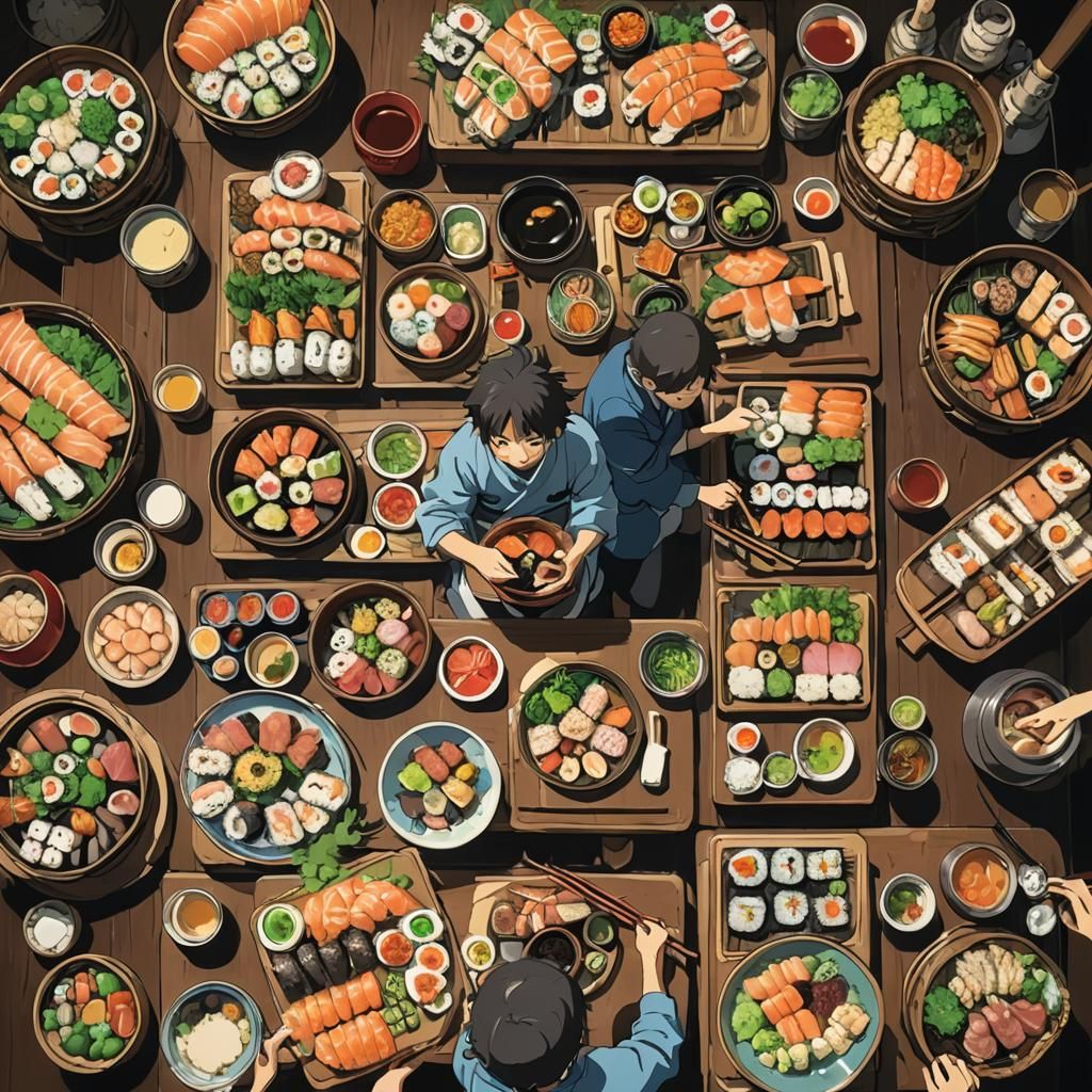 Japanese Restaurant KAI in Anime Style