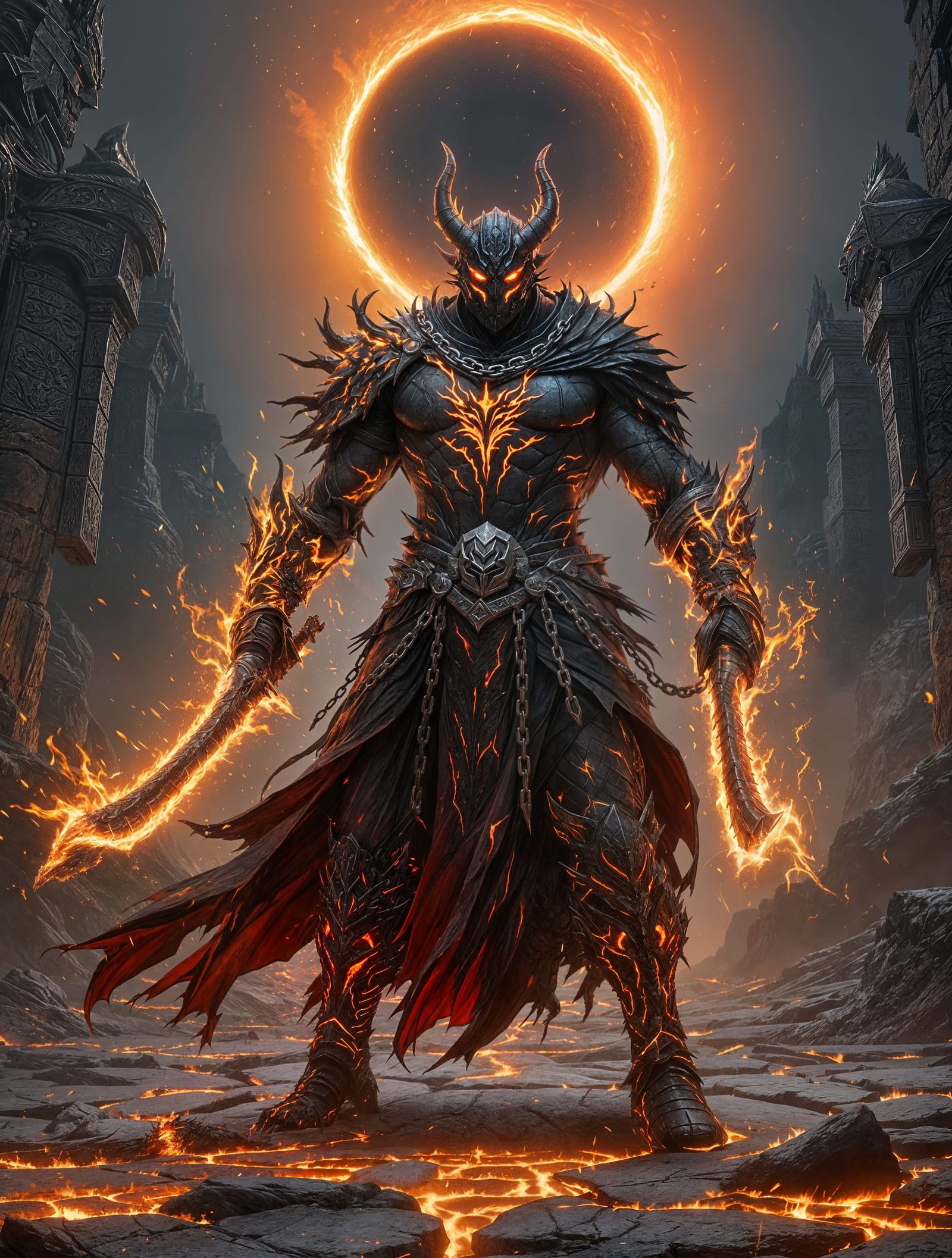 Flame Revenant Warrior in Obsidian Armor