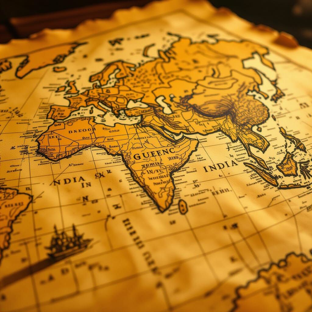 Ancient World Map with Battlefield Sketches