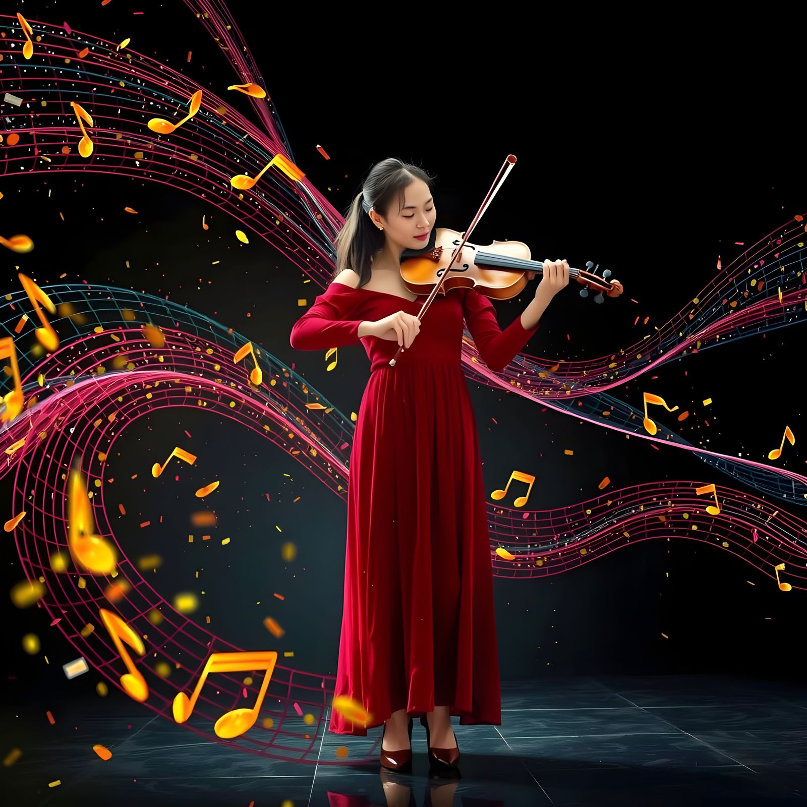 Elegant Violinist in Perfect Harmony