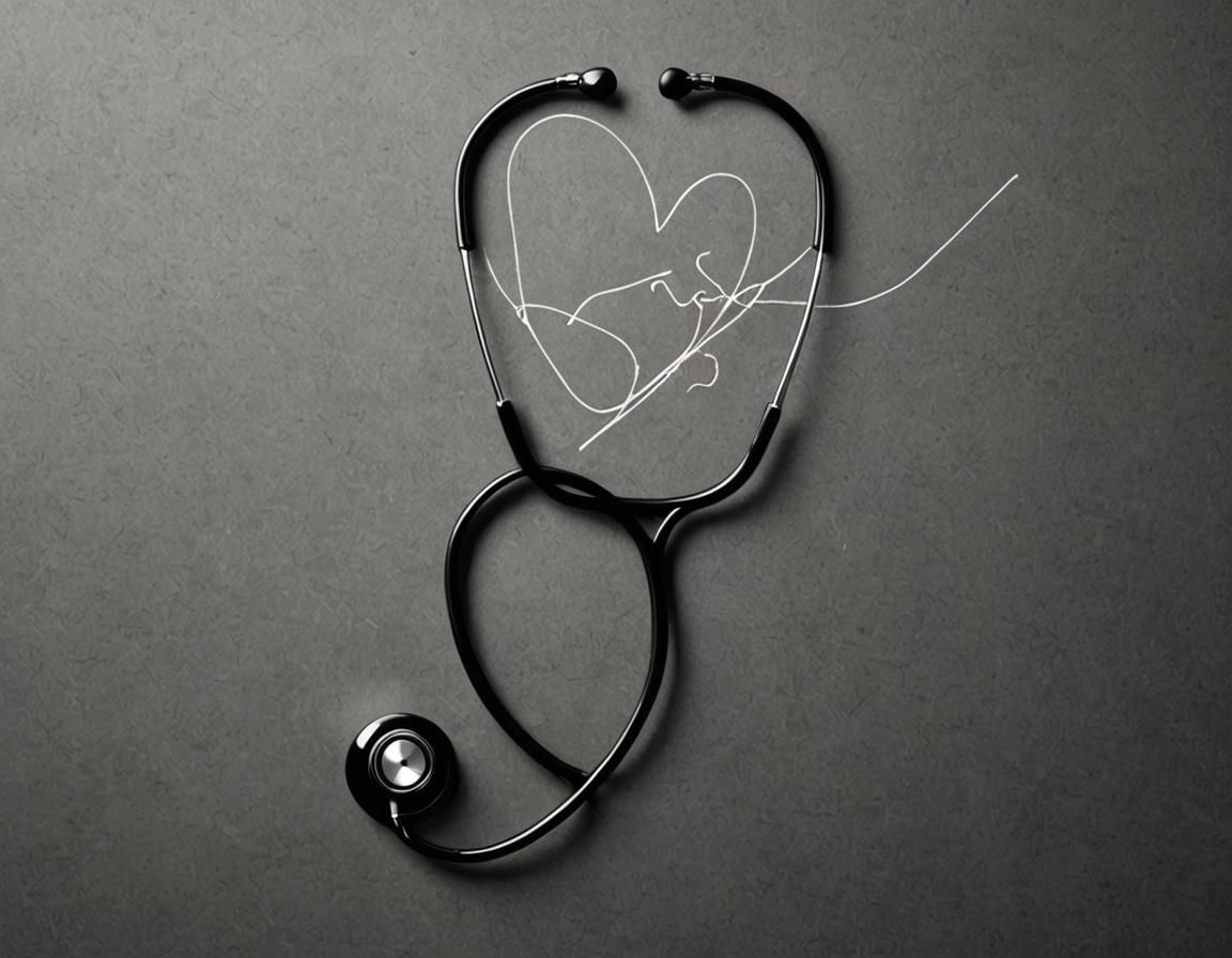 Minimalist Line Art Heart and Stethoscope Health Icon