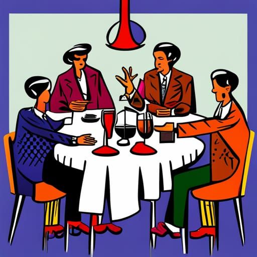 Friends Drinking Wine: Pop Art Screen Print