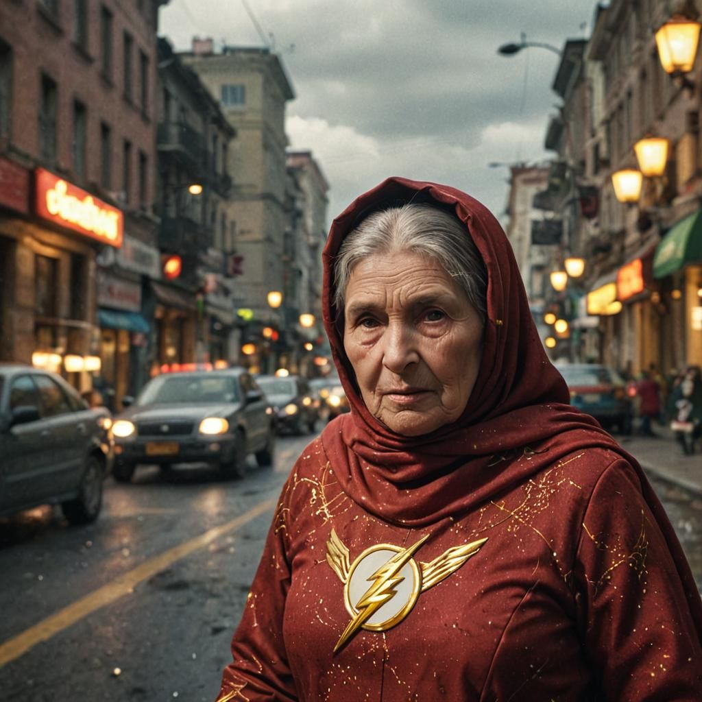 Babushka as Flash: Hyper Speed Cinematic Image