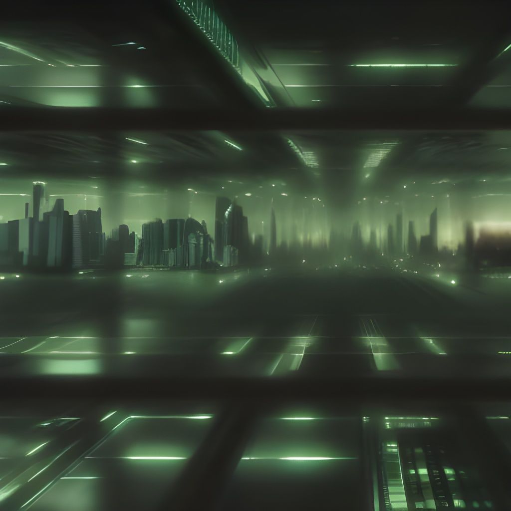 Futuristic New York in Matrix Code River